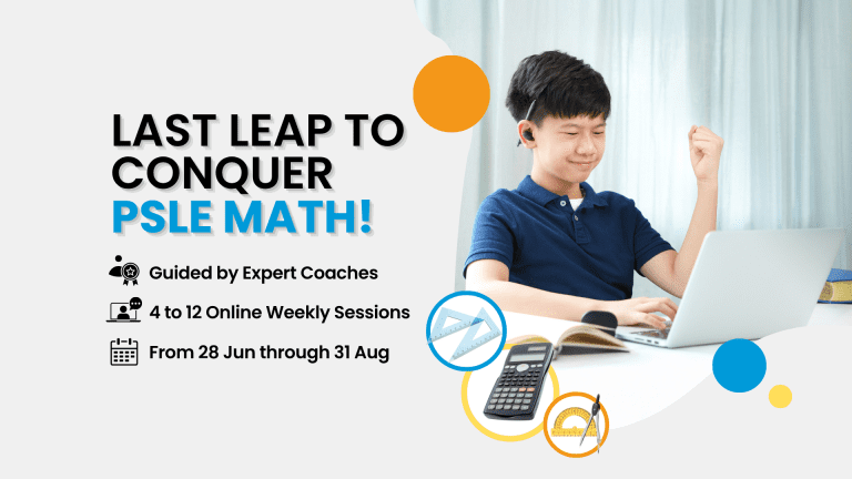 A Primary 6 12 year old boy studying for his PSLE Math Exams online